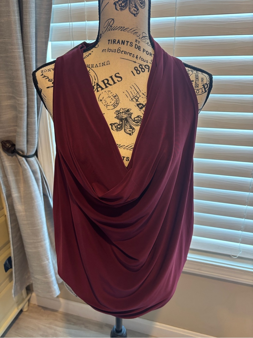 Express Sleeveless Draped Cowl Top - Burgundy nwt